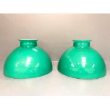 Set of 2 emerald green glass lamp shades ( 18 depth 26 dia cm)