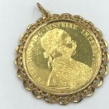 Austrian imperial gold coin in 9ct mount 22.75g