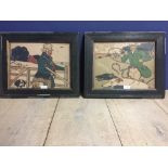 After Cecil Aldin pair of colour prints 'The Slipper' & ' The Gun' 25 x 33 cm framed & glazed