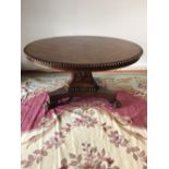 Good Quality Victorian Rosewood tilt top circular breakfast table on decorative pedestal carved on