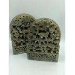 Pair of soapstone carvings, 18 cm H