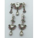 NO ONLINE BIDDING LOTS 1-30. Early C19th brooch & earring suite, set throughout with quartz