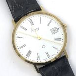 Aspreys gentlemens yellow metal metal wristwatch, quartz movement, cream face with Roman numeral