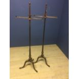 Pair of George III pole screen with wooden finials & splayed feet