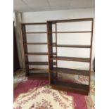 Pair of teak, open, bookcases (178 x 104)