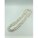 Opera length freshwater blister pearl necklace