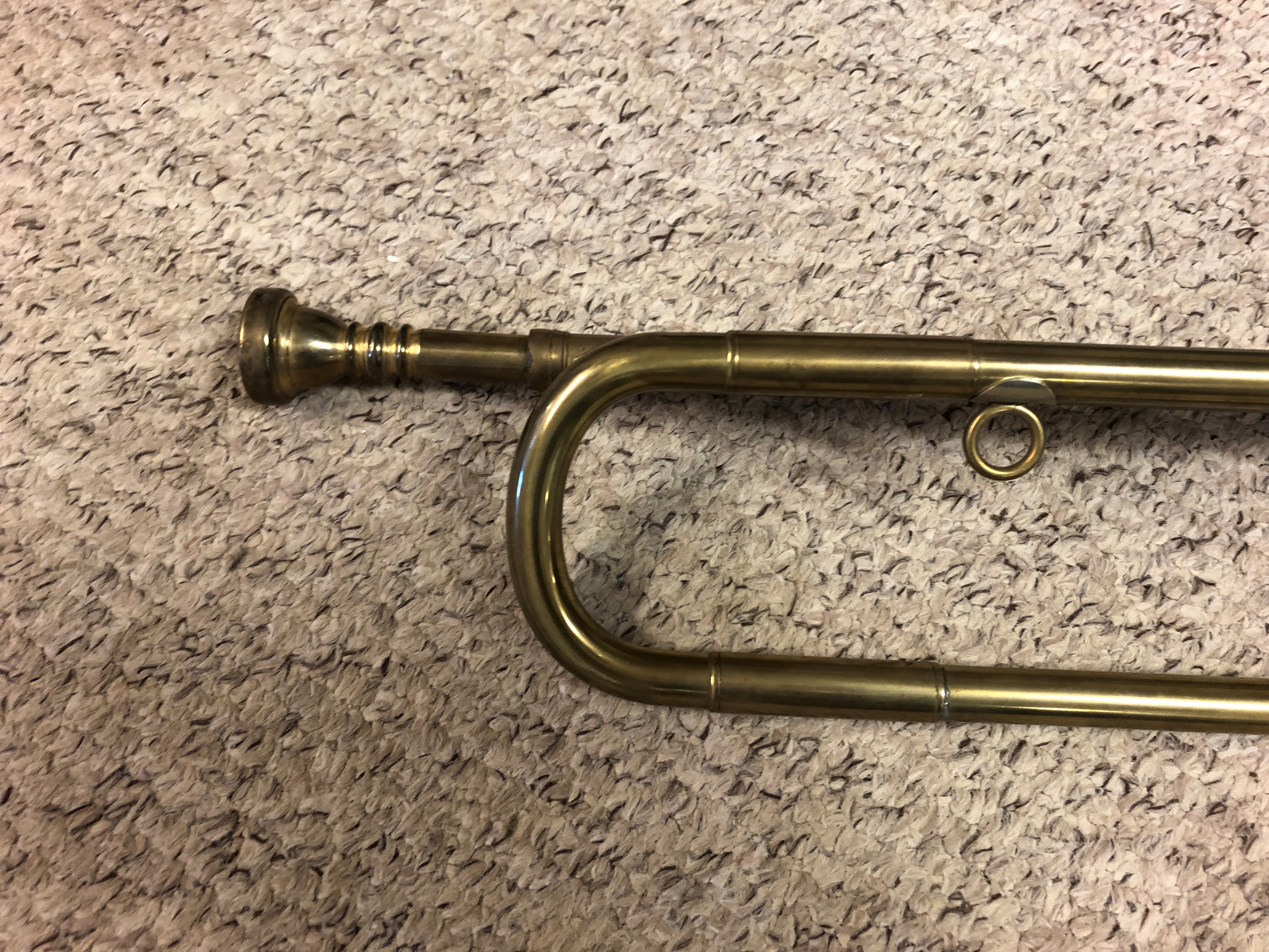 Brass natural trumpet, with mouth piece - Image 2 of 3