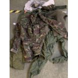Qty of camouflage & other uniform in a kit bag