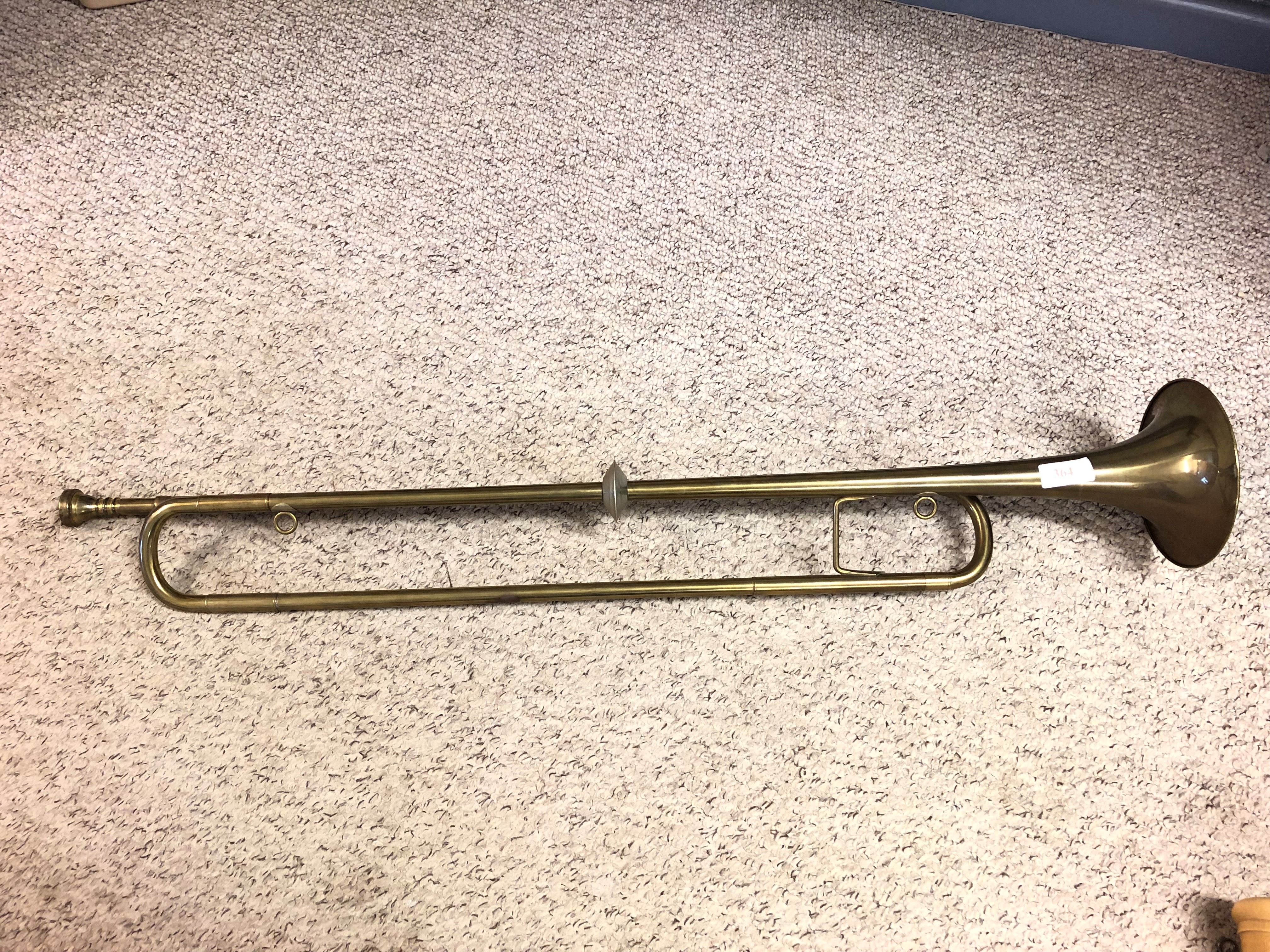 Brass natural trumpet, with mouth piece