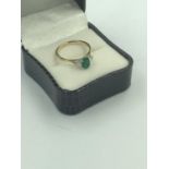 18ct Yellow gold emerald & sapphire 3 stone ring of 1.2 cts