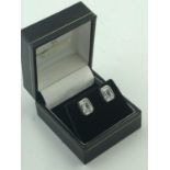 Pair of silver & cubic zirconia earrings cased