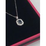 18ct White gold sapphire & diamond pendant necklace