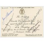 Australia tour to India 1969/70. Official invitation printed one side in English, to the other in