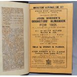 Wisden Cricketers' Almanack 1921. 58th edition. Nicely bound in black boards, with excellent