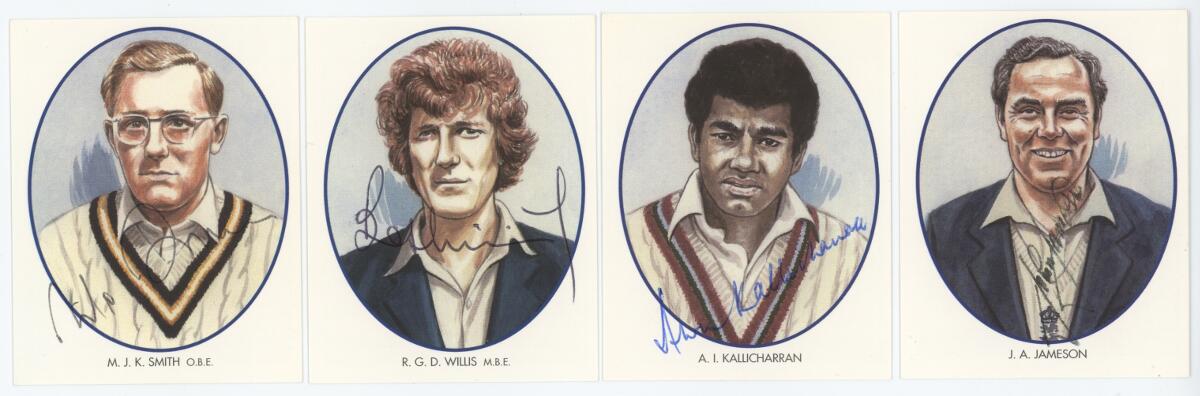 'Warwickshire Test Cricketers'. Nine trade cards from the series of twenty five produced by County