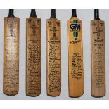 Miniature tour bats 1953-1977. Three 'Nicholls Crusader' miniature bats with printed signatures