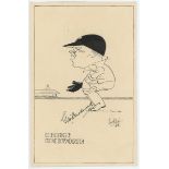 George Duckworth. Lancashire & England 1923-1947. Original pen and ink caricature of Duckworth in