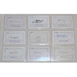 Test players signatures. Thirty nine very nicely signed and presented postcard size white cards,