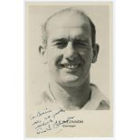 Jim McConnon. Glamorgan & England 1950-1961. Mono real photograph postcard of McConnon, head and