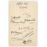 Oxford University C.C. 1926. Album page very nicely signed in black ink by ten players who