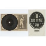 'A New Record by [Jack] Hobbs'. A rare Raphael Tuck & Sons Gramophone Record Postcard. 'A New Record