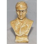 Jack Hobbs 1925. Plaster bust of Hobbs wearing cricket cap by E. Sheen. Produced to 'Aid the