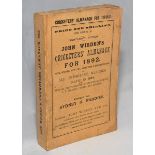 Wisden Cricketers' Almanack 1892. 29th edition. Original paper wrappers. Replacement spine paper.