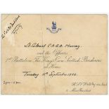 Australia tour to England 1934. Official invitation issued by the 1st Battalion, The King's Own
