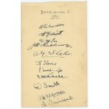 Derbyshire C.C.C. 1931. Album page nicely signed in ink by eleven Derbyshire players. Signatures are