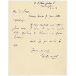 George Duckworth. Lancashire & England 1923-1947. Single page letter handwritten in ink from