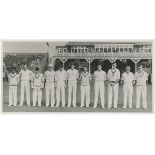 Gentlemen v Players, Scarborough 1958. Two original photographs of the teams standing in line in