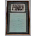 Yorkshire v Somerset 1924. Page nicely signed in black ink by the eleven members of the Yorkshire