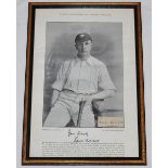 Frank Mitchell. Yorkshire & England 1894-1904. Good signature in ink of Mitchell on piece laid