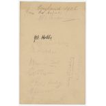 England v Australia, 5th Test. The Oval 1926. Album page with handwritten heading England 1926-