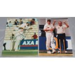 Signed cricket photographs. Four colour press photographs of England players, all signed by the