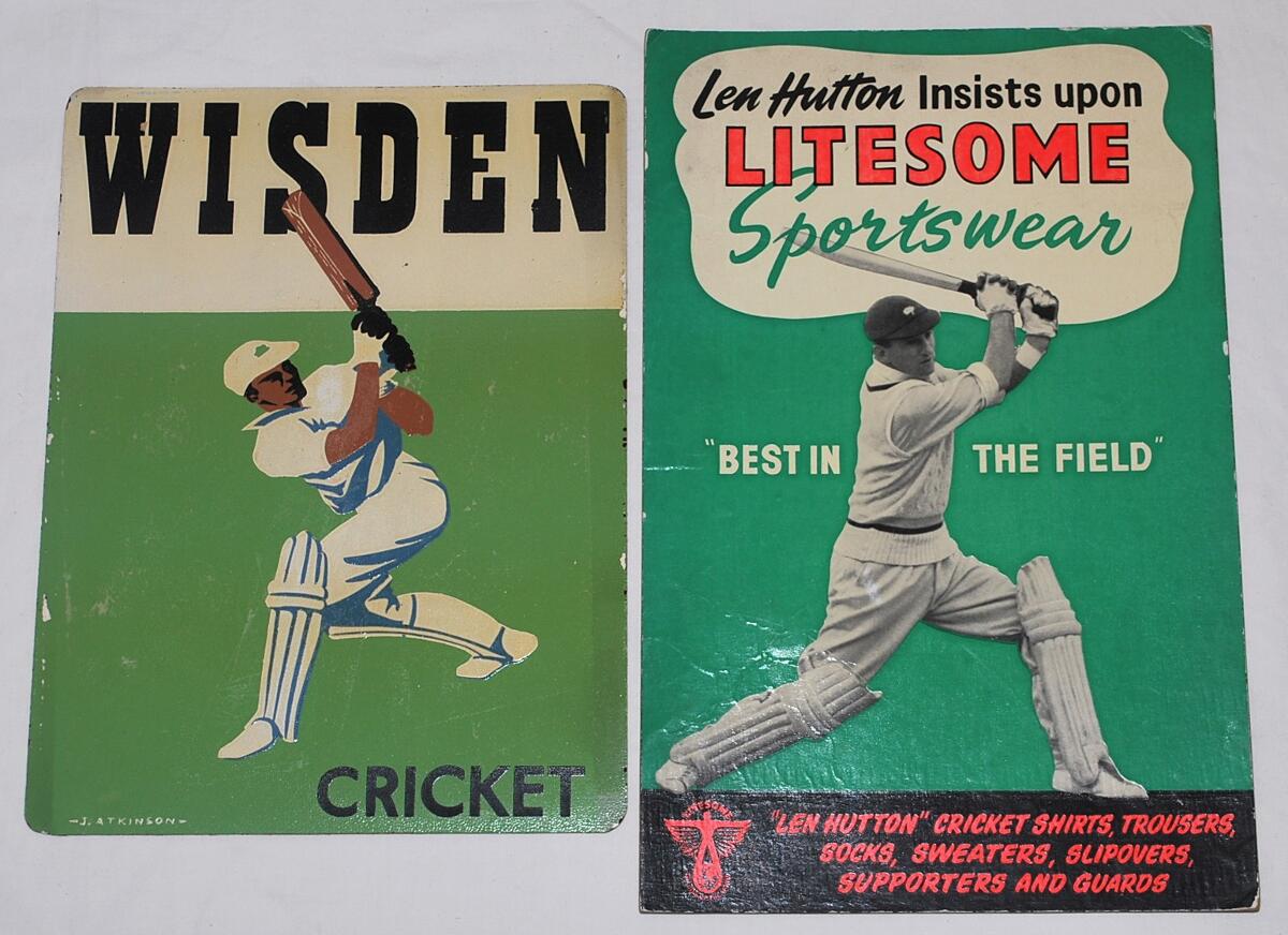 'Wisden Cricket' c1950s. Free standing plastic advertising display for Wisden featuring an