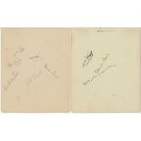 Kent C.C.C. 1930s. Two larger album pages, one signed in ink by six Kent players 1939. Signatures