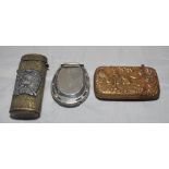 Horse racing. Three vesta cases, one a horseshoe shaped electro-plated silver metal vesta case