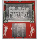 'Yorkshire C.C.C. Fixtures 1908'. Original 'OXO' advertising card with a mono printed photograph