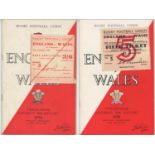England v Wales international match programmes and tickets 1954-2006. Twenty three official match
