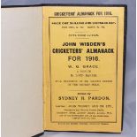 Wisden Cricketers' Almanack 1916. 53rd edition. Nicely bound in black boards, with excellent