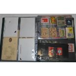Cricket matchbox covers and phone cards. Green folder comprising a good selection of matchbox