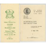 Leonard Victor 'Len' Maddocks. Victoria, Tasmania & Australia 1946-1968. Three official menus