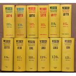 Wisden Cricketers' Almanack 1973 to 1997. Original hardbacks with dustwrapper. Odd faults to the