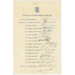 New Zealand 1965. Official autograph sheet for the New Zealand tour of the India, Pakistan &