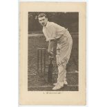 James Iremonger. Nottinghamshire 1899-1914. Mono real photograph postcard of Iremonger standing full