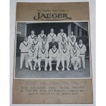 England tour to Australia 1928/29. Original advertising poster/ show card for Jaeger with a mono