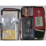 Match tickets, fixture cards and diaries 1930s-2000s. Two small boxes comprising a good selection of