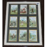 'Huntley & Palmers Biscuits, Reading & London'. Display of nine early colour advertising cards (