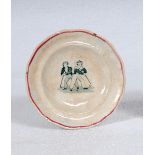 Early sporting plate c1860/70's. Small plate with two boys playing a game with sticks and a ball.